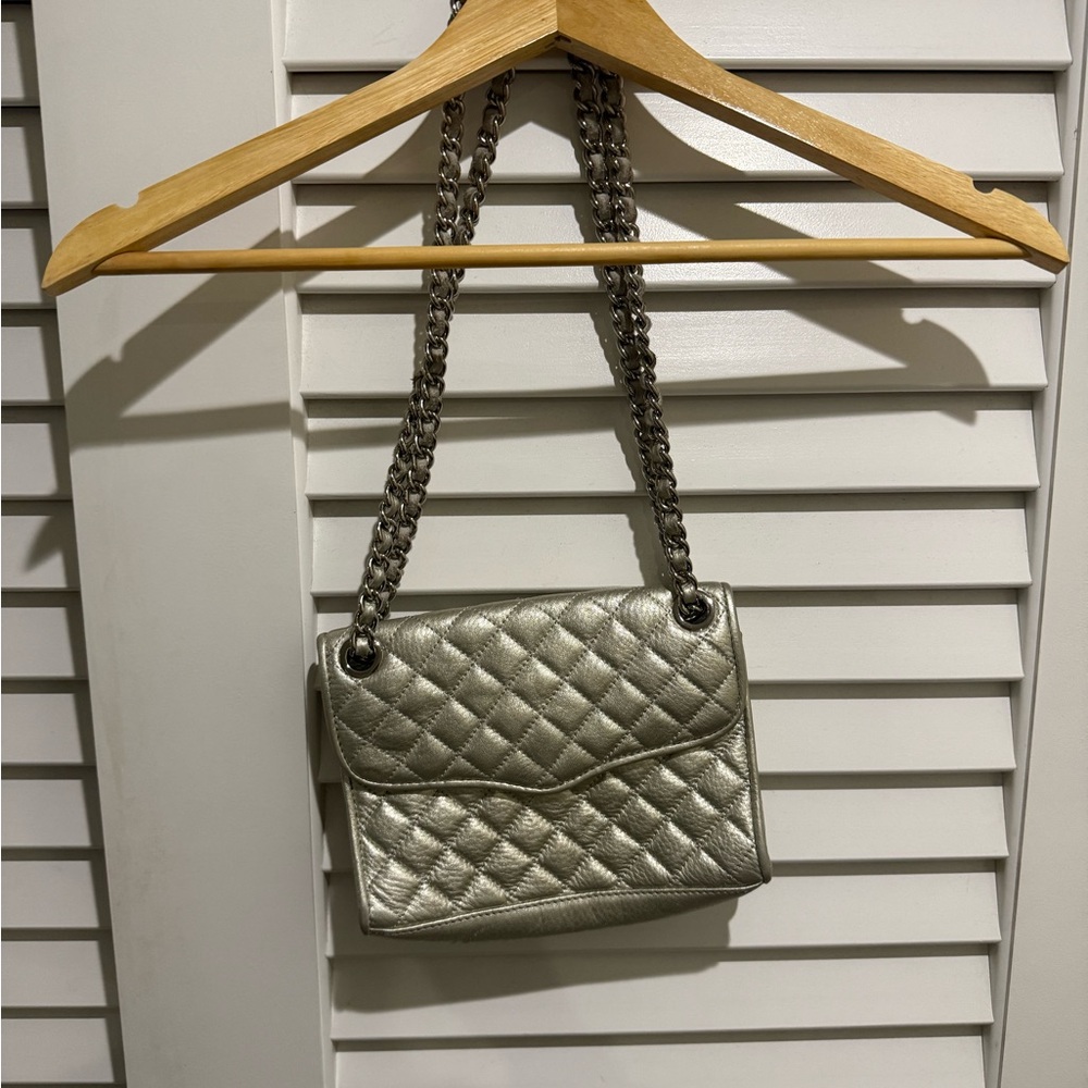 Rebecca minkoff  Silver Quilted Chain Shoulder Bag
